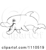 Clipart Black And White Cheerful Dolphin Royalty Free Vector Illustration by Dennis Holmes Designs