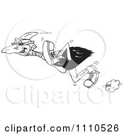Clipart Black And White Cassowary Running Royalty Free Vector Illustration