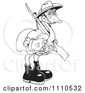 Clipart Black And White Australian Emu Soldier Royalty Free Vector Illustration