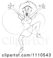 Clipart Black And White Frightened Woman Royalty Free Vector Illustration