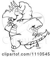 Clipart Black And White Running Triceratops Royalty Free Vector Illustration by Dennis Holmes Designs