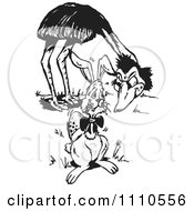 Clipart Black And White Easter Bunny Holding An Emu Egg Royalty Free Illustration