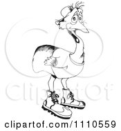 Clipart Black And White Aussie Emu In Clothes Royalty Free Illustration