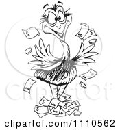 Poster, Art Print Of Black And White Aussie Wealthy Emu Bird With Cash