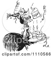 Poster, Art Print Of Black And White Aussie Emu With Cake At A Birthday Party