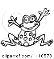 Poster, Art Print Of Black And White Frog Jumping