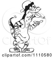 Clipart Black And White Aussie Goanna Lizard In A Tank Top Royalty Free Illustration by Dennis Holmes Designs