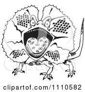 Clipart Black And White Aussie Frill Neck Lizard With Ants Royalty Free Illustration