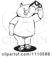 Black And White Aussie Wombat Holding Glasses
