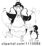 Poster, Art Print Of Black And White Embarrassed Penguin Standing Beside A Fairy Godmother