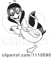 Clipart Black And White Dancing Penguin 1 Royalty Free Vector Illustration