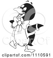 Clipart Black And White Dancing Penguin 2 Royalty Free Vector Illustration