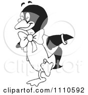 Clipart Black And White Dancing Penguin 3 Royalty Free Vector Illustration