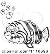 Clipart Black And White Fish And Bubbles Royalty Free Illustration