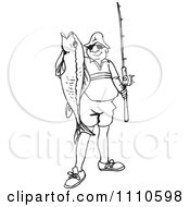 Poster, Art Print Of Black And White Fisherman Holding His Catch