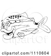 Clipart Black And White Salt Water Marine Fish 7 Royalty Free Vector Illustration by Dennis Holmes Designs