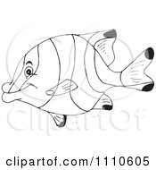 Clipart Black And White Salt Water Marine Fish 1 Royalty Free Vector Illustration by Dennis Holmes Designs