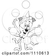Poster, Art Print Of Black And White Octopus Clown Juggling Bubbles