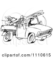 Poster, Art Print Of Black And White Man Driving His Truck With A Dog And Ladder In The Back