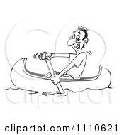Clipart Black And White Man Canoeing Royalty Free Vector Illustration