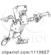 Poster, Art Print Of Black And White Man Covered In Armor And Shooting A Gun