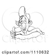Clipart Black And White Man Floating In An Inner Tube And Giving The Thumbs Up Royalty Free Vector Illustration by Dennis Holmes Designs