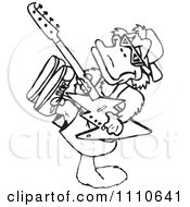 Clipart Black And White Aussie Platypus Guitarist Balanced On His Tail Royalty Free Vector Illustration