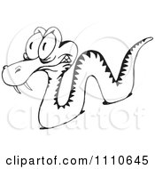 Clipart Black And White Big Eyed Orange Snake With Fangs Royalty Free Vector Illustration by Dennis Holmes Designs