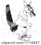 Black And White Aussie Numbat Wearing Shoes A Shirt And Glasses