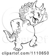 Poster, Art Print Of Black And White Leaning Triceratops