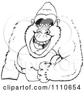 Clipart Black And White Gorilla Holding A Thumb Up Royalty Free Illustration