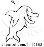 Clipart Black And White Dolphin Royalty Free Illustration