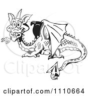 Poster, Art Print Of Black And White Fire Breathing Dragon