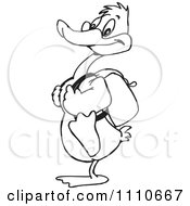 Clipart Black And White Duck With A Backpack Royalty Free Illustration by Dennis Holmes Designs