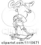 Clipart Black And White Skateboarding Monkey Royalty Free Vector Illustration by Dennis Holmes Designs
