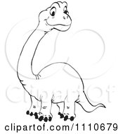 Poster, Art Print Of Black And White Cute Brontosaurus
