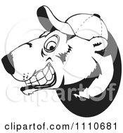 Poster, Art Print Of Black And White Polar Bear Grinning And Wearing A Baseball Hat