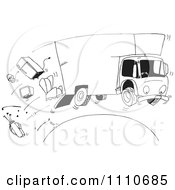 Clipart Black And White Moving Truck Losing Furniture Royalty Free Vector Illustration