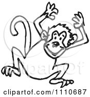 Clipart Black And White Jumping Monkey Royalty Free Vector Illustration