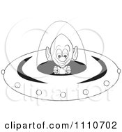 Poster, Art Print Of Black And White Alien Operating The Controls Of A Flying Saucer