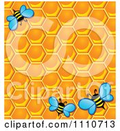 Background Of Worker Bees With Honey Combs