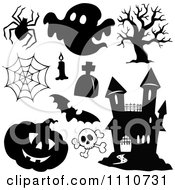 Poster, Art Print Of Black And White Halloween Design Element Items