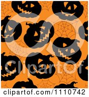 Poster, Art Print Of Seamless Halloween Pumpkin And Spider Web Pattern