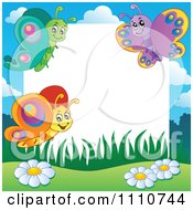 Poster, Art Print Of Clipart Blank Copyspace Bordered With Butterflies- Royalty Free Vector Illustration