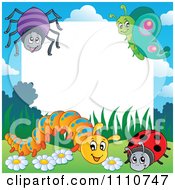 Poster, Art Print Of Blank Copyspace Bordered With A Spider Butterfly Caterpillar And Ladybug