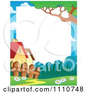 Poster, Art Print Of Blank Copyspace Bordered With Houses A Fence And Trail
