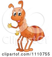 Clipart Friendly Ant Smiling And Waving Royalty Free Vector Illustration