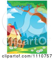 Poster, Art Print Of Houses With A Fence And Trail