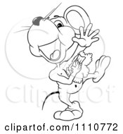Clipart Outlined Happy Mouse Washing Up With Soap Royalty Free Vector Illustration