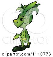 Clipart Green Alien Walking Royalty Free Vector Illustration
